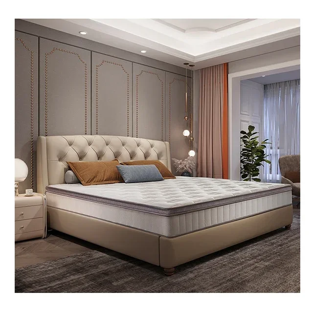 2026 euro top mattress king queen size high quality 7-zone pocket spring mattress latex foam mattress roll up in a box