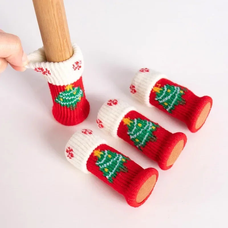 Christmas Reindeer Chair Leg Socks - Thick Bottom, Anti-Scratch Anti-Slip Noise Reduction Furniture Leg Protector Covers