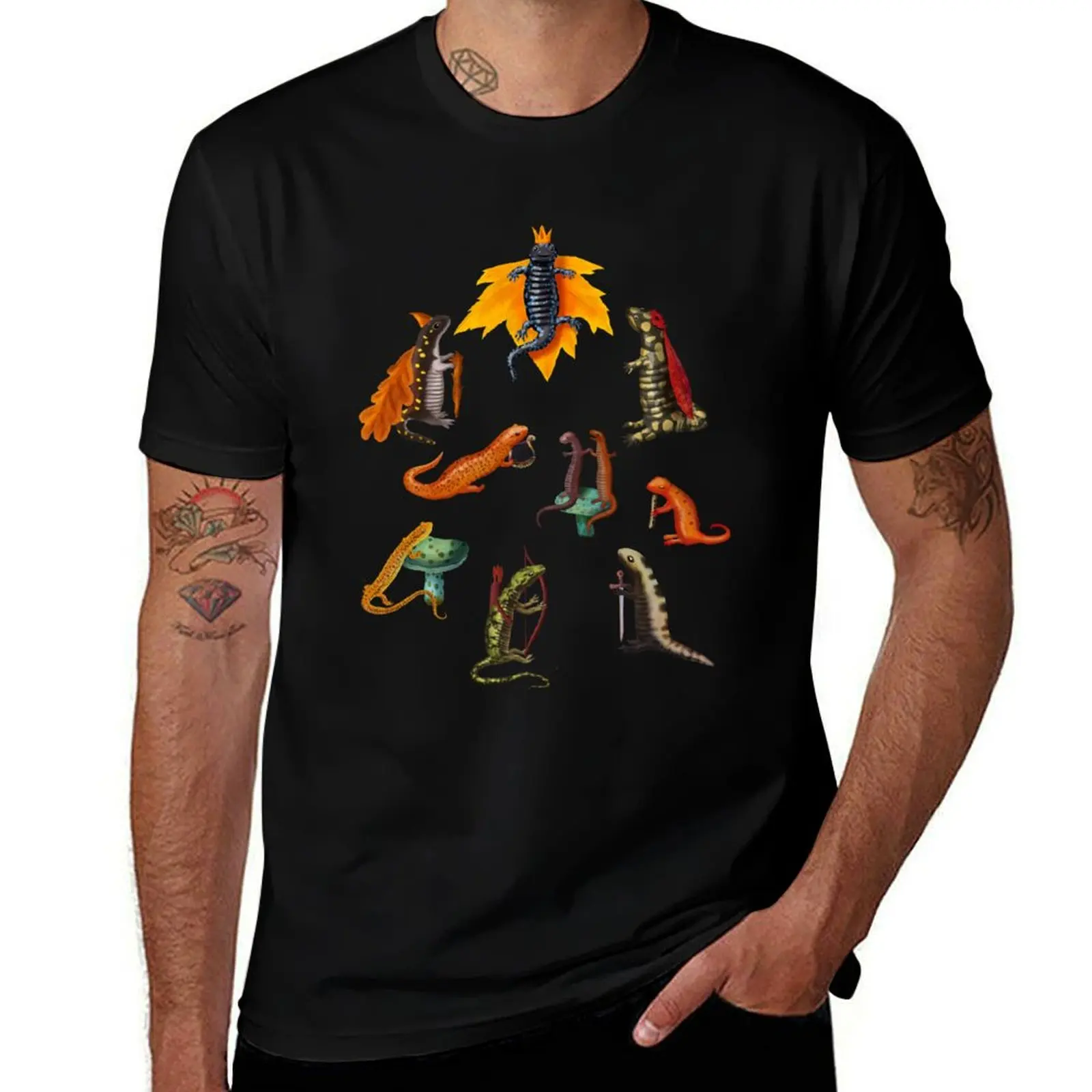 Medieval Salamanders and Newts T-Shirt Plus Size Basic Short Sleeve Top T-Shirt