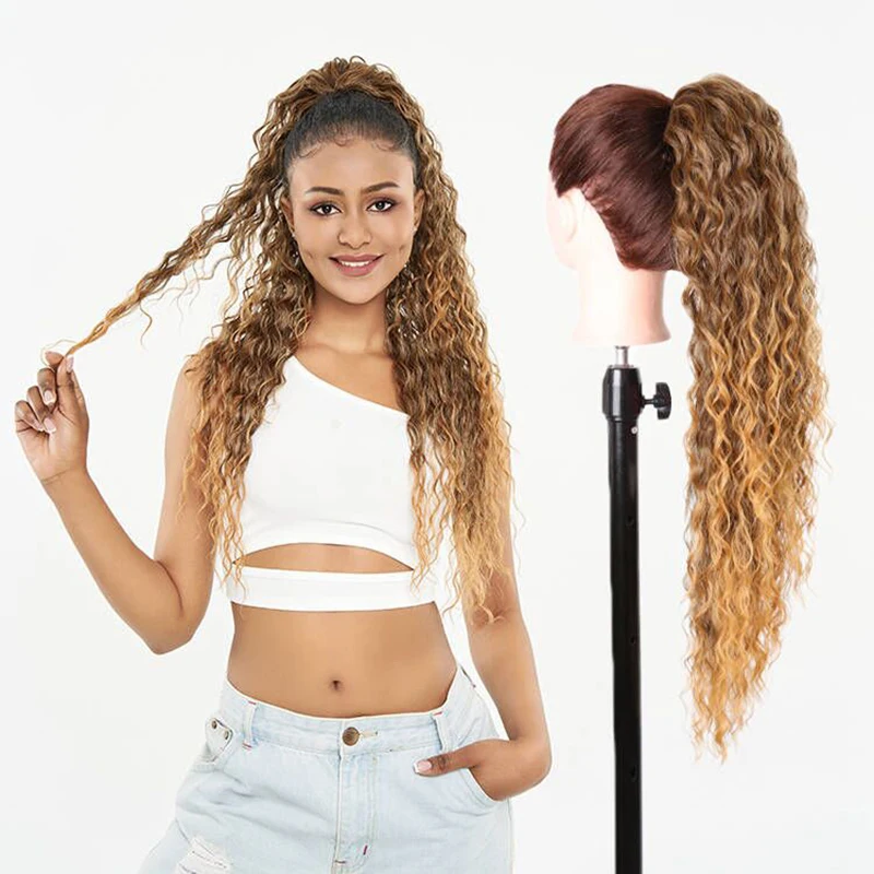 

Julianna оптовая продажа синтетические футуры конский хвост шиньоны женские натуральные вьющиеся волнистые волосы на шнурке хвост наращивание волос