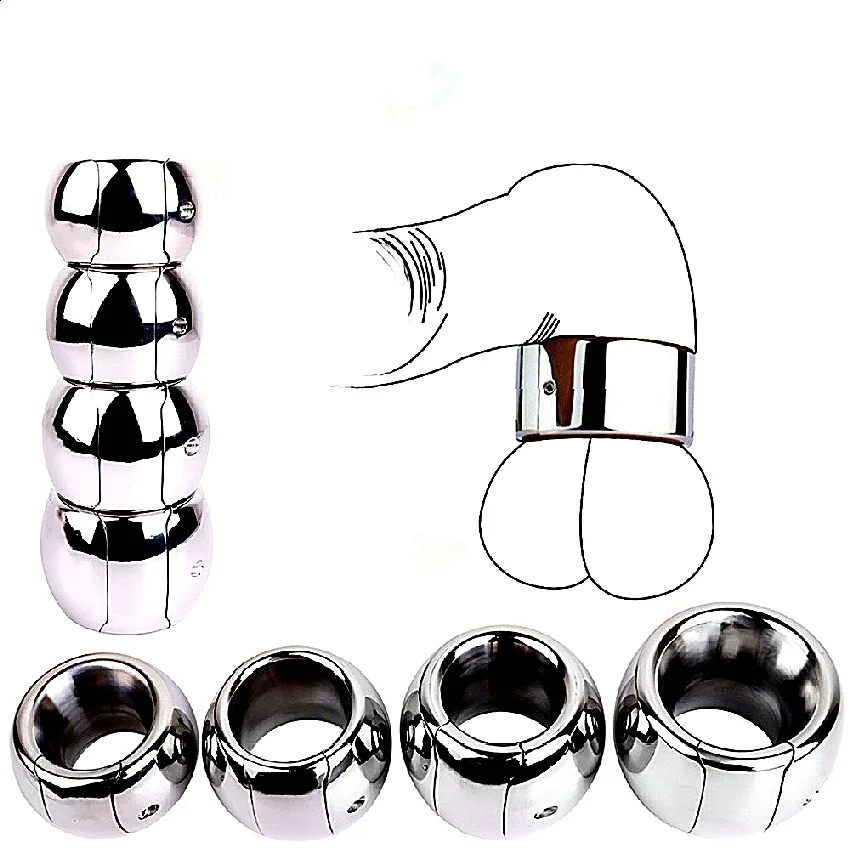 This Stainless Steel Ball Stretcher Penis Ring Delivers Weighted Exercise With Scrotum Pendant For Male Bondage Pleasure