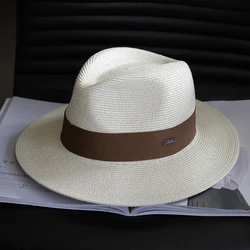 Sombrero de paja con visera para hombre y mujer, sombrero de panamá elegante para ocio, Formal, para fiesta, regalos