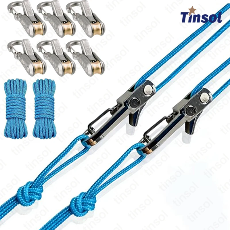 TINSOL HeavyDuty Retractable Rope Tightening Tool Tensioner Tie Down Rope for Camping Tarp Hammock Boating Outdoor Gear Securing