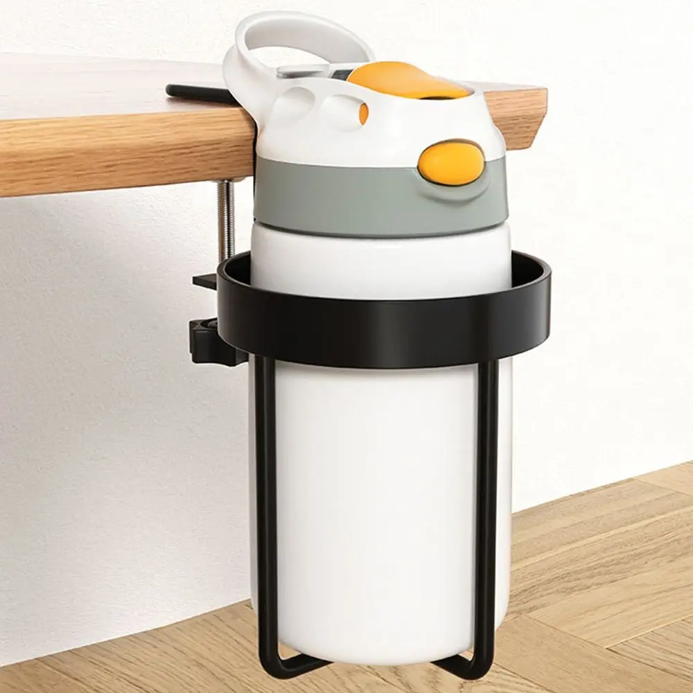 

2 in 1 Clip-on Cup Holder Metal Rust Proof Desktop Mug Rack Sturdy Durable Mug Floating Shelves Office Accessories