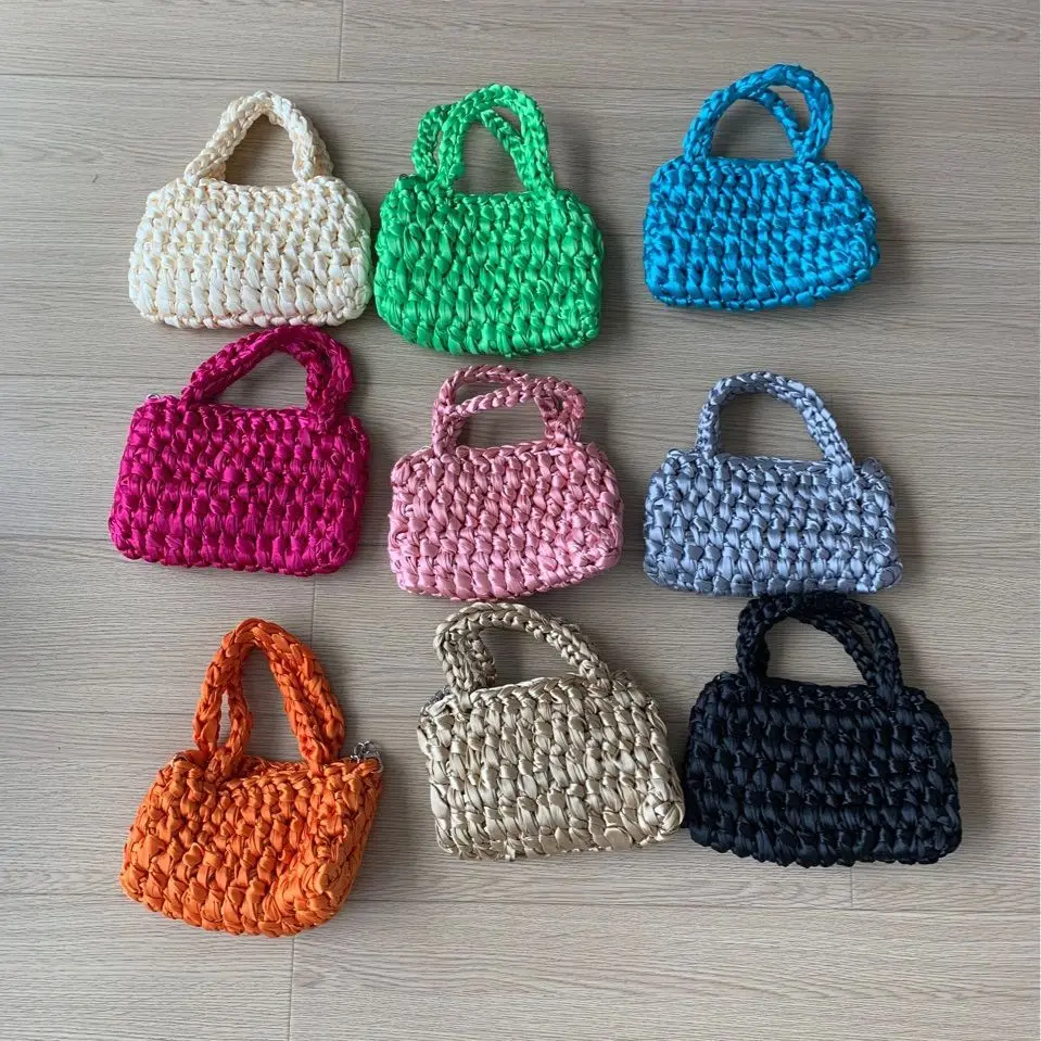 Imagem -04 - Bolsas Tecidas Portáteis para Mulheres Bolsala Líquida Fio de lã Lazer Designer Luxuoso Moda Compras Verão