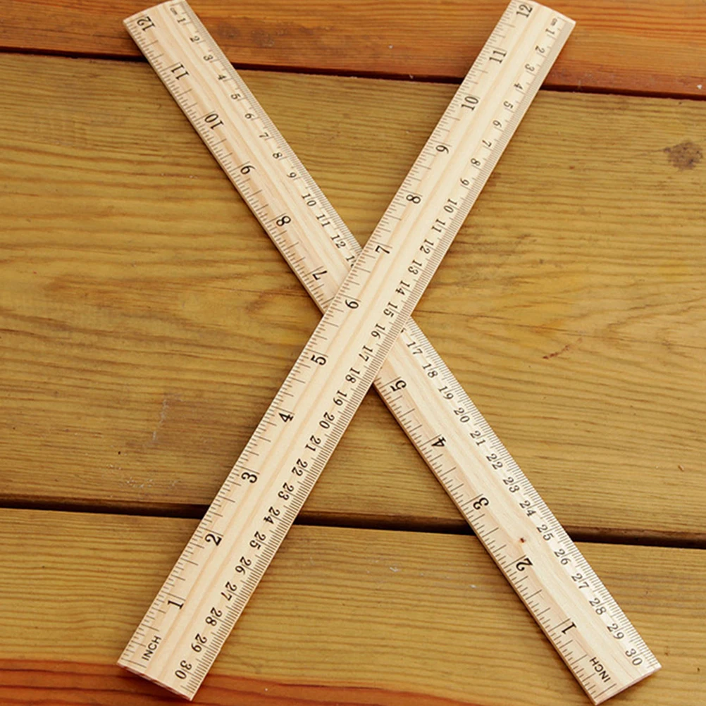 

20pcs Wooden Rulers Premium Wood Straight Edge Measuring Tools for School Office Carpentry Inches Centimeters Drawing