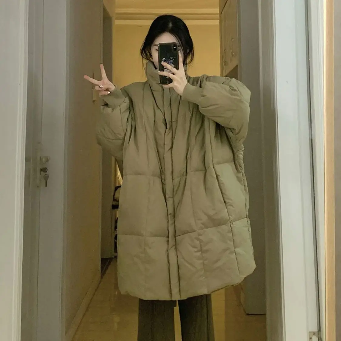 

Женское свободное пальто из хлопка и пуха, повседневное, в стиле ретро, корейское, утепленное, зимнее, длинное, из полиэстера, на молнии