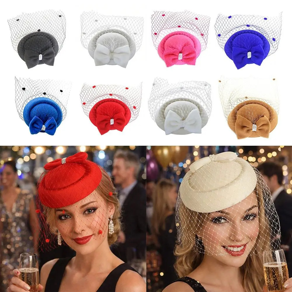 Fashion Feather Flower Womens Vintage Hat Headband Mesh Ribbons Felt Headband Fascinator Fascinator Caps Women Makeup Prom