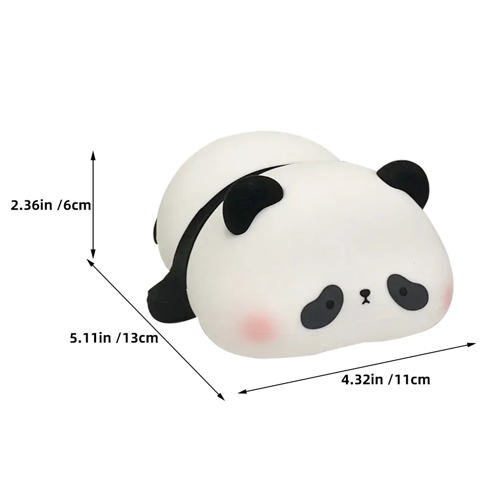 Cute Panda Silicone Night Light Rechargeable Tap Control Soft Glow Adjustable Brightness Sleep Mode Portable for Nursery