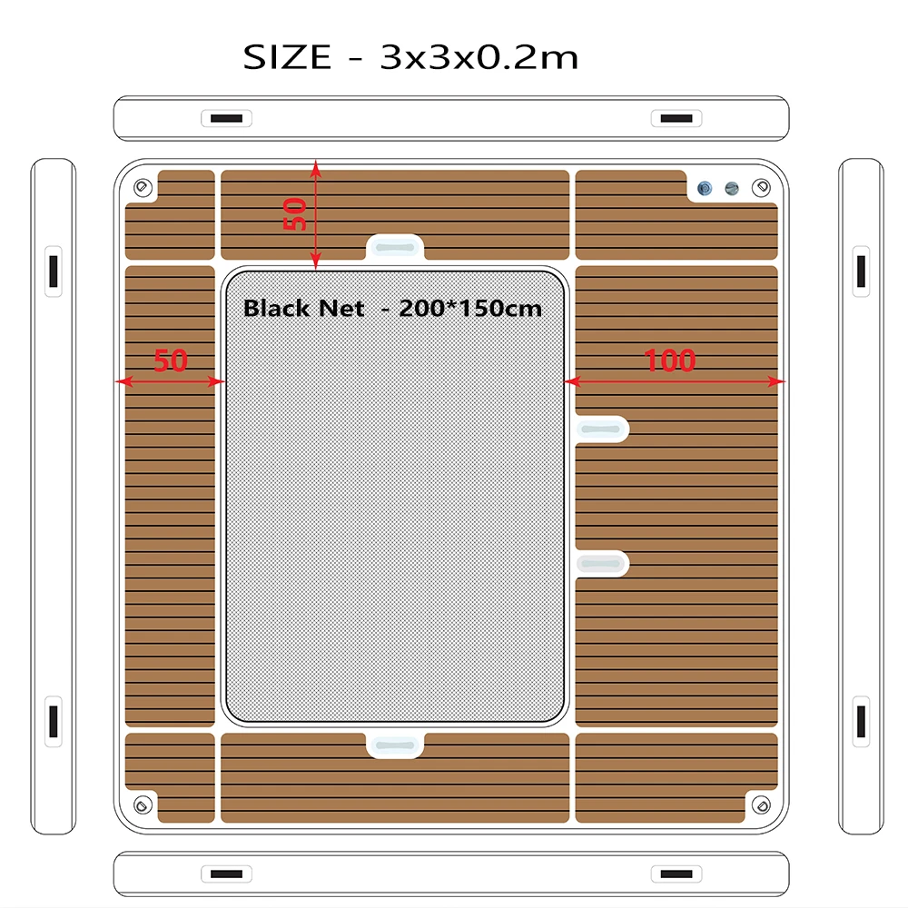 

Inflatable EVA Floating Dock Square Water Jet Ski Floating Platform Raft for Summer Yacht