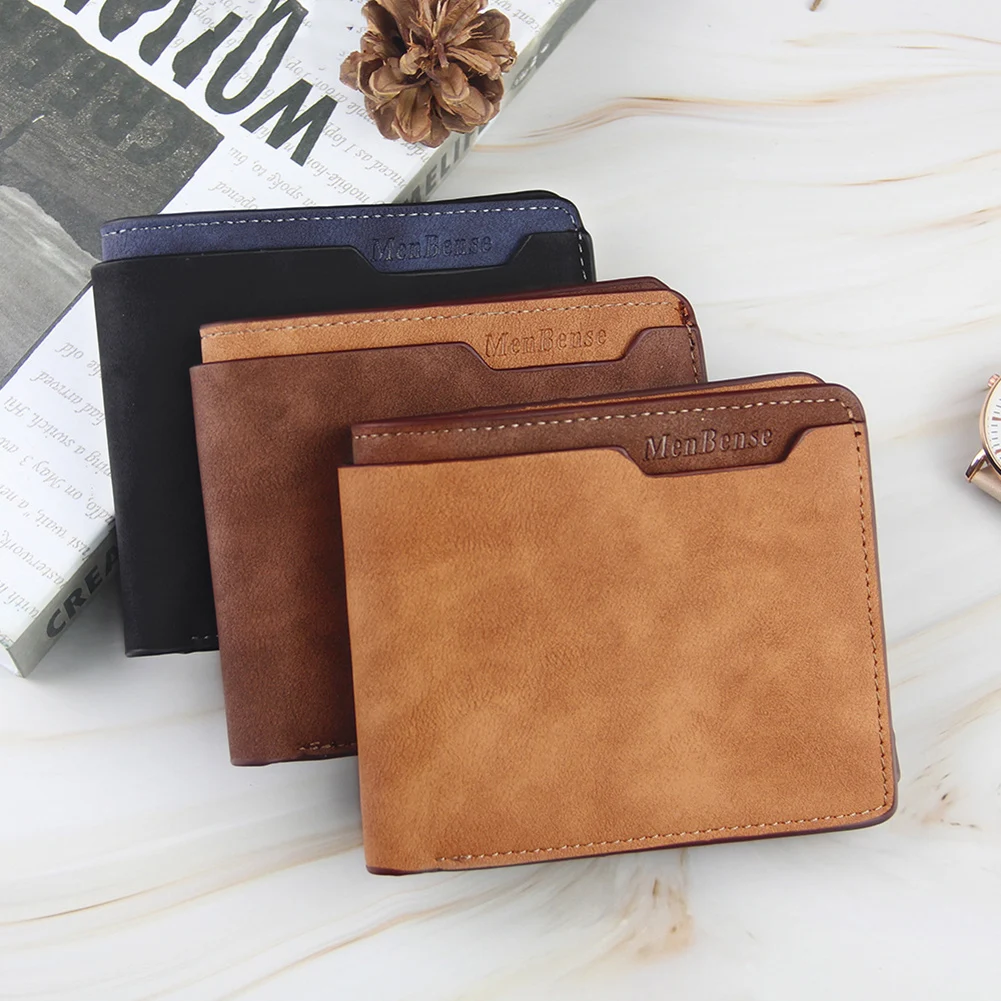 Slim Leather Bifold Wallet Matte Finish PU Leather Wallet For Men Multiple Slots For Organized Cards And Cash For Daily Casual