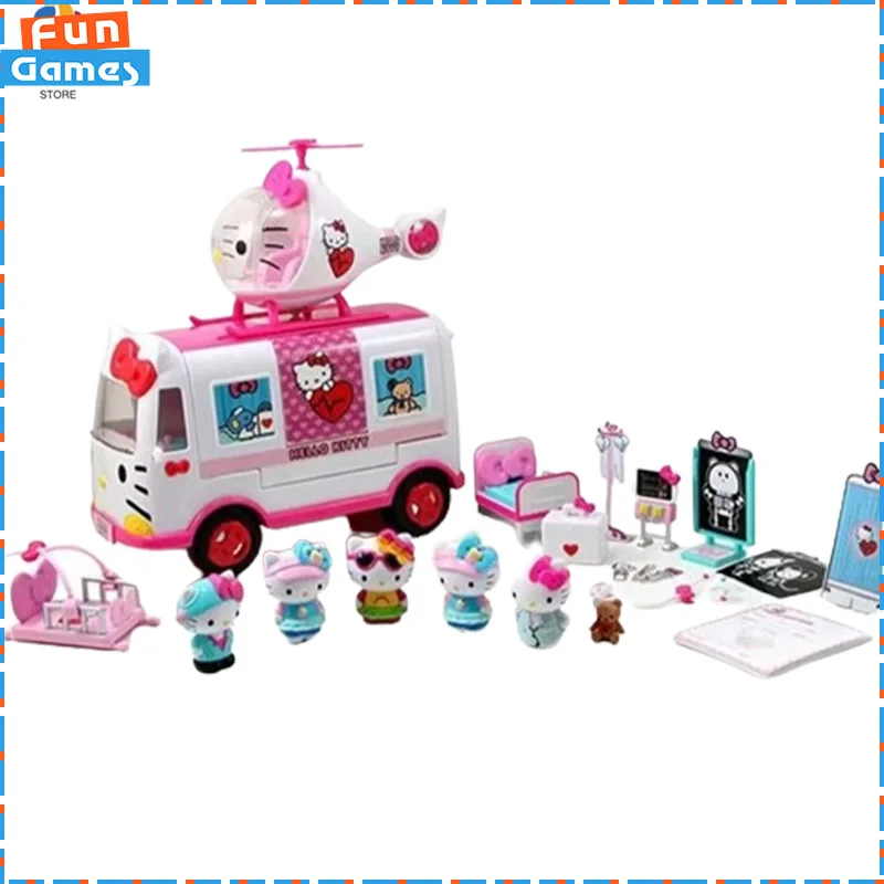 Hello Kitty Simulation Rescue Airplane Ambulance Peripheral Toys Children's Pretend Play Educational House Role Play Kids Gifts