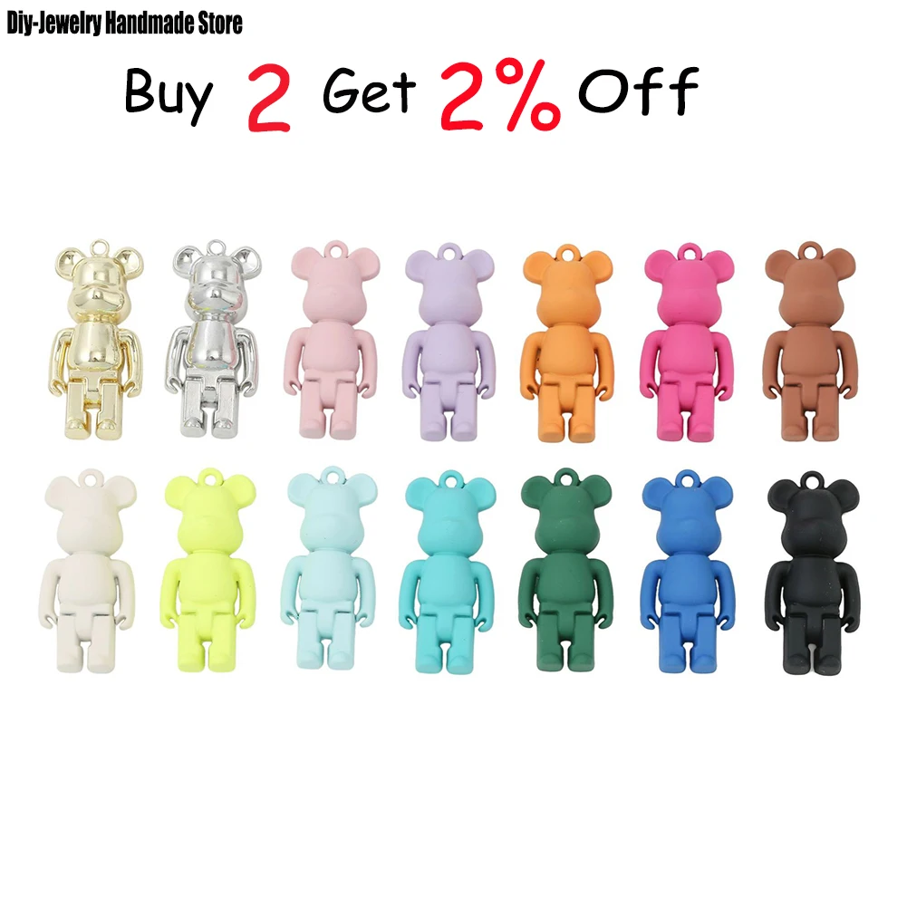 10PCS/lot DIY Cute Cartoon Teddy Bears Pendant Jewelry Accessories Alloy Spray Paint Simple Multicolor Jewelry Material Earrings