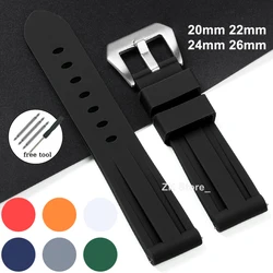 20mm 22mm 24mm 26mm Silicone Watch Strap for Panerai SUBMERSIBLE PAM441 Pa111 359 Rubber Watch Band Men Bracelet Accessories