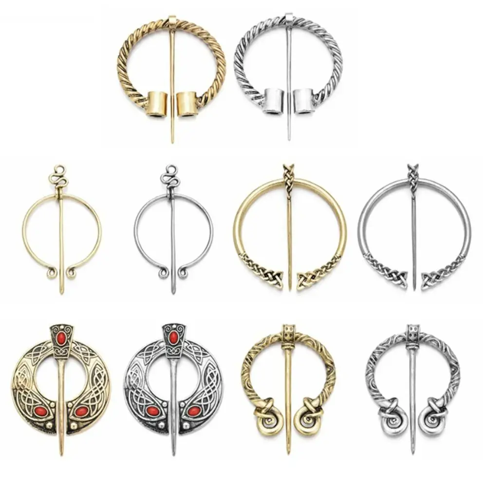 Broche vikingo Vintage de aleación, pasador anudado de Fibula, Pin de capa penanular, pasador de Chal, broche de bufanda, alfileres de estilo vikingo, joyería