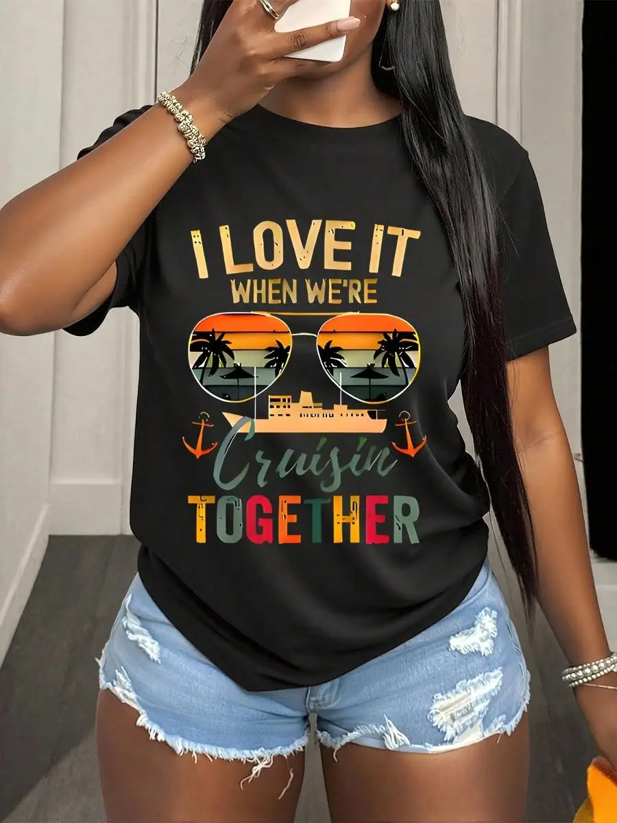 I Love It When We re Cruisin Together Cruise Shirt For Couples Vacation Travel Outfit Summer Beach Party Gift, 220g