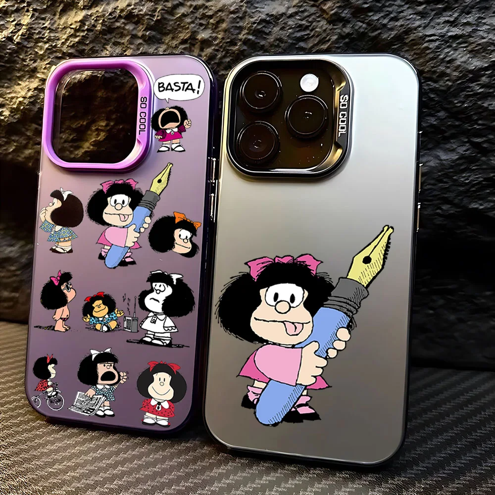 Cartoon M-Mafaldas Case for Samsung A73 A72 A55 A54 A53 A35 A34 A33 A32 A30 A24 A23 A22 A14 A05 4G 5G Matte Shockproof Cover