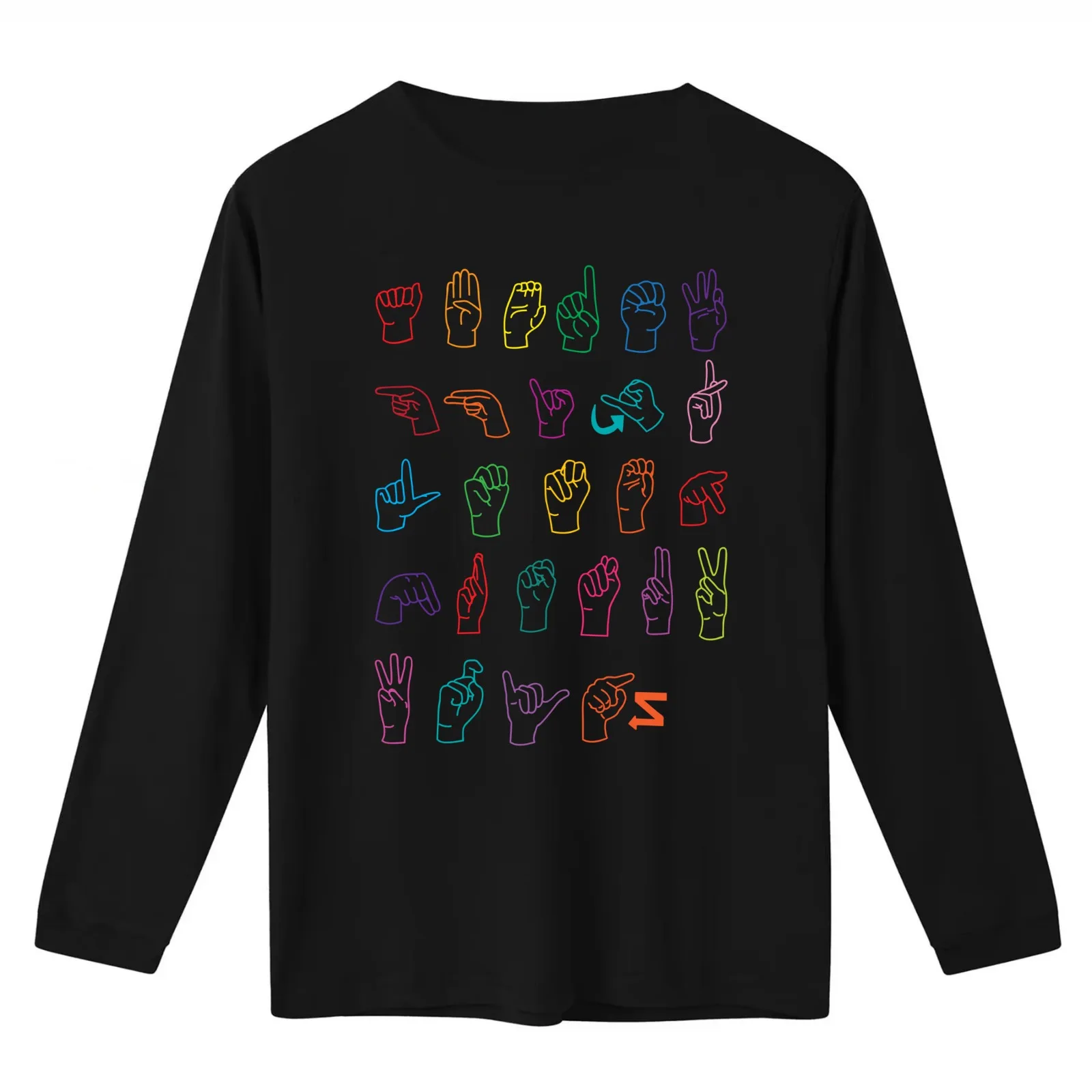 American Sign Language (ASL) Alphabet T-Shirt Summer Casual Cotton Tee Oversized Streetwear Tops Vintage Graphic Print
