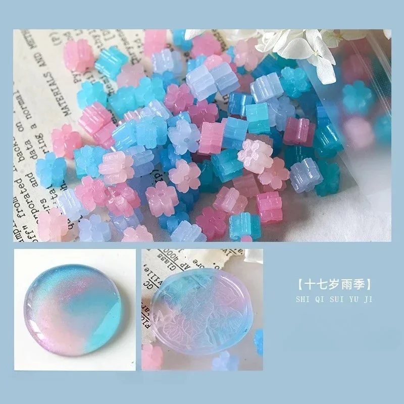 60 stks Semi Transparante Jade Kleur Lakzegel Stempel Deeltjes Sakura Vorm Wax Materiaal DIY Handboek Wenskaart Afdichting Tool