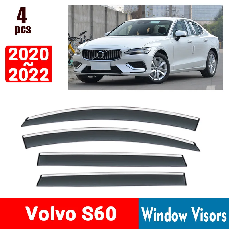 

FOR Volvo S60 2020-2022 Window Visors Rain Guard Windows Rain Cover Deflector Awning Shield Vent Guard Shade Cover Trim