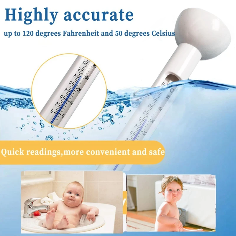 Termómetro flotante para piscina, fácil lectura para la temperatura del agua con cuerda para piscinas y spas exteriores e interiores, duradero