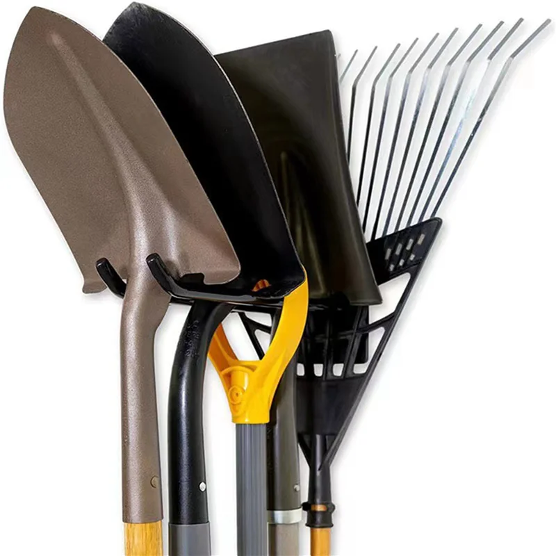 

AA01-Heavy Duty Storage Organizer Steel Wall Mount For Garden Tools Shovel Rake Broom Organizer Wall Hook 4Pcs