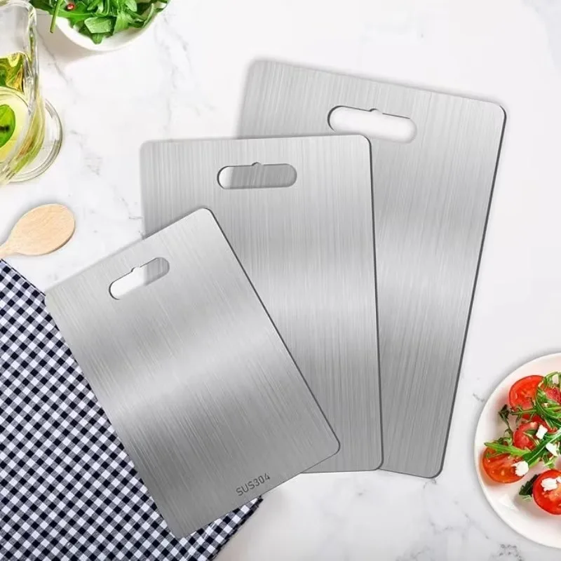 kitchen Titanium Cutting Boards 316 Stainless Steel Plank Double-Sided Food Grade Portable Fruit Meat kitchen Utensils Set