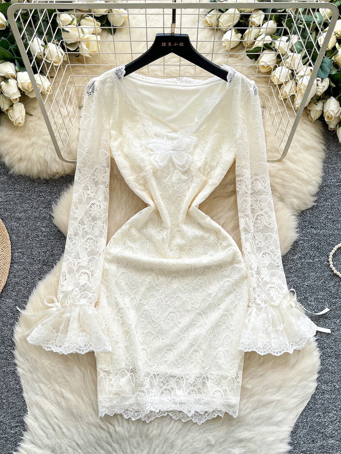 퓨어 디자이어 슬레 여성용 롱 스웨이드 브이넥 섹시 스파이시 걸 레이스 하이웨이스트 바디콘 스커트 시티 커뮤트