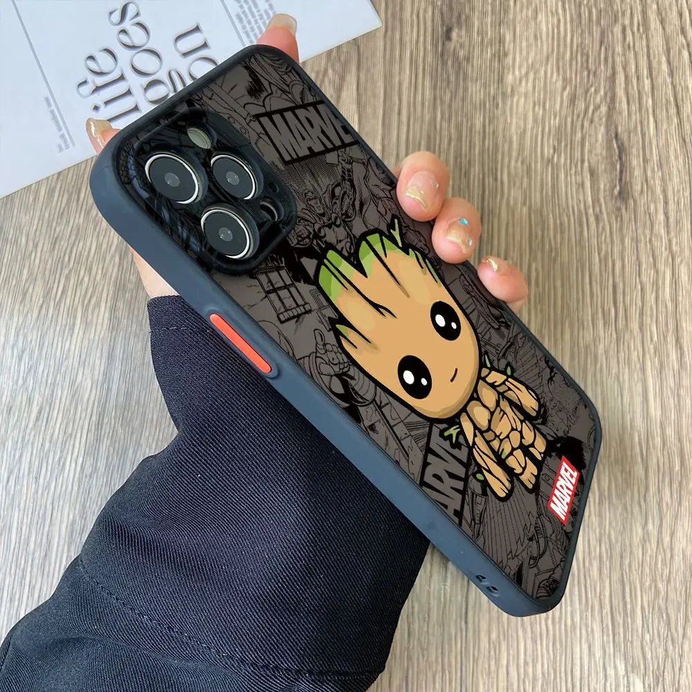 Deadpool Groot jadowy telefon etui na Vivo V29 V21 V25 V23 Y50 Y35 Y27 Y22 Y20 Y19 Y17 Y16 Y15s 4G 5G matowy przezroczysty sztywne etui