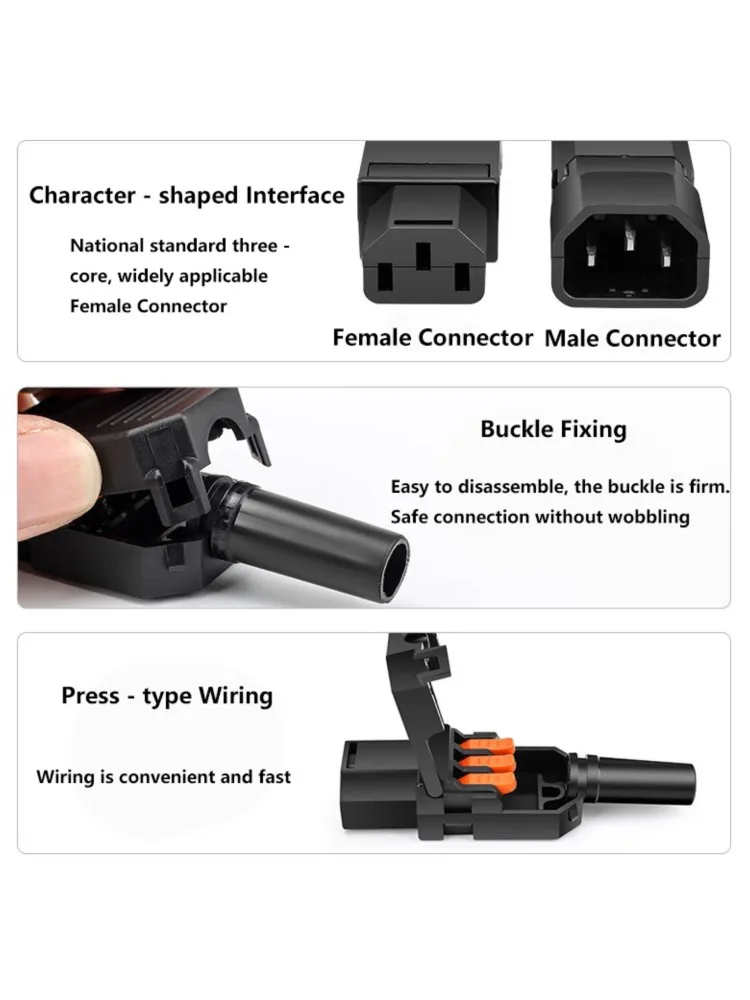 1/5/20 pièces/lot nouveau Terminal à sertir prise d'alimentation ca 10A250V 3 broches connecteur IEC mâle et femelle tête de charge d'accouplement noir blanc