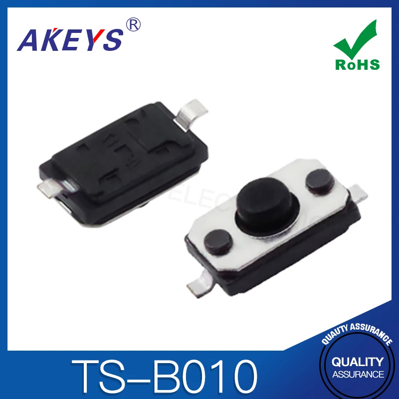 15pcs TS-B010 Touch Switch 2-pin vertical patch 4 * 6 black round head button micro 3.6 * 6.2 Small Button