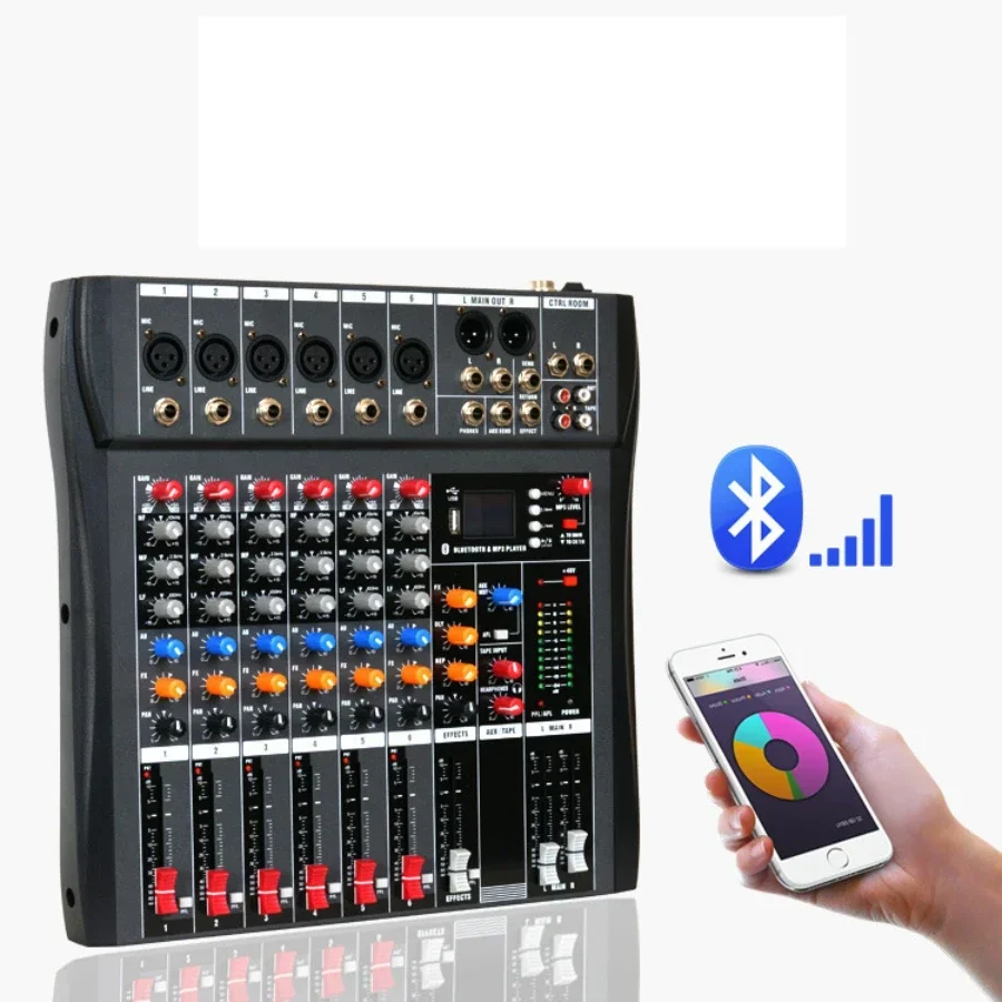 

Wholesale Cheap price sound mixer updated 6 channel series blue tooth function audio mixer console with USB mini dj mixer