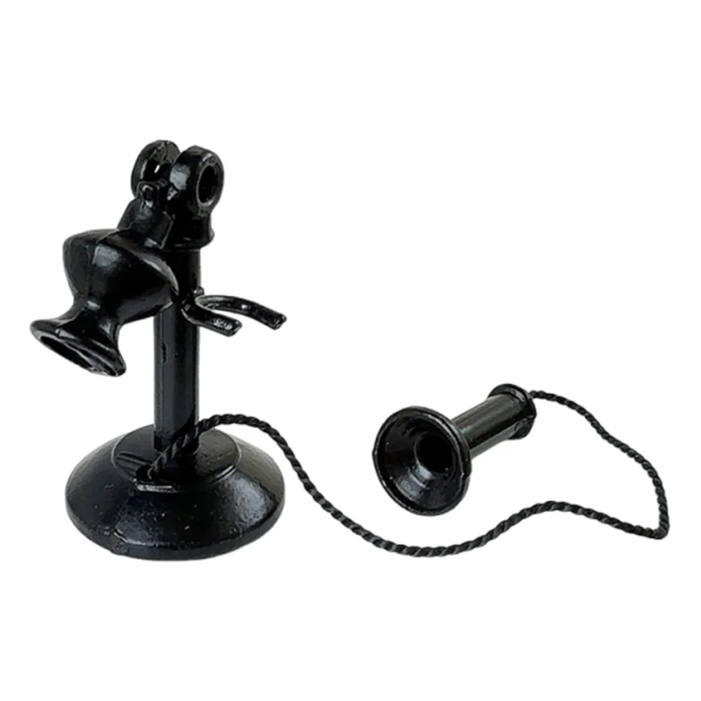

Vintage Telephone Model: Retro Black Iron Miniature Candlestick Phone For Dollhouse Home Office Decor Retro Landline Phone Prop