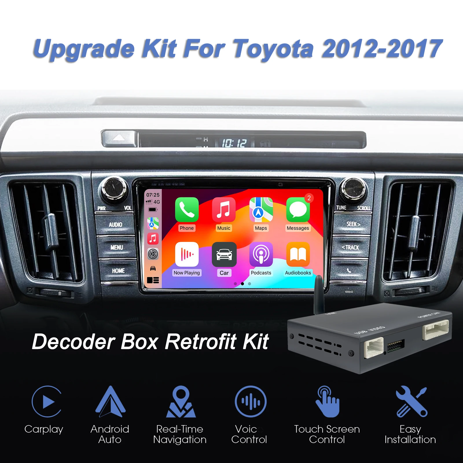 Decoder Box for Wireless CarPlay Android Auto Retrofit Kit for Toyota Touch 2 & Entune 2 System 2012-2017 Model Keep OEM Control