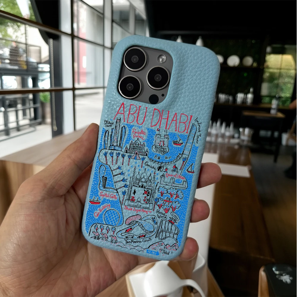 حافظة هاتف عاصمة ABU DHABI لهاتف آيفون 16 15 14 plus 13 12 11 pro max حافظة فاخرة مضادة للسقوط فوندا حافظات جرافيتي حضرية carcasa