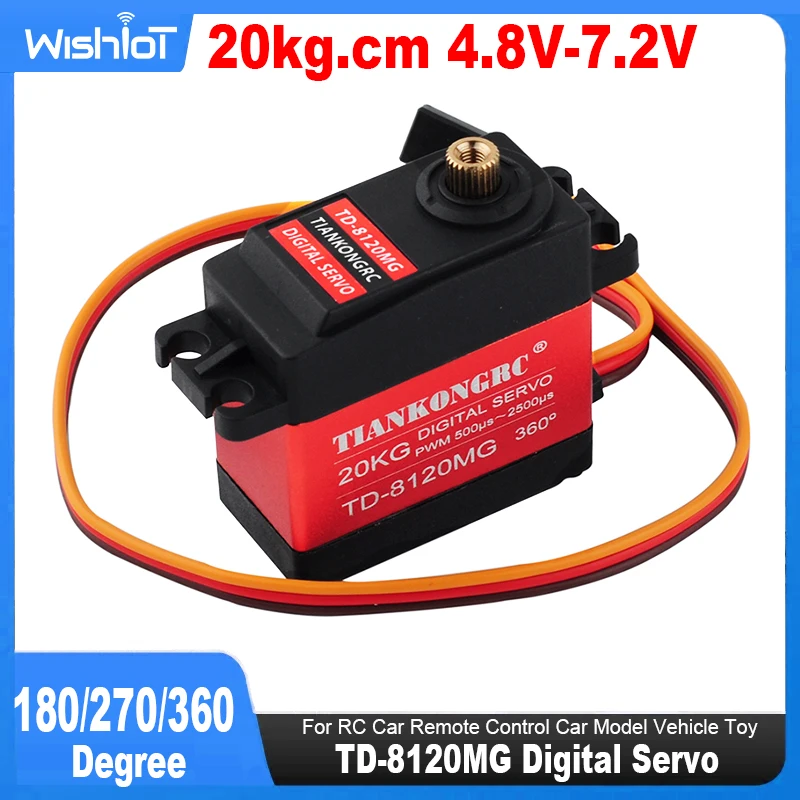 TD-8120MG Digital Servo gigi logam tahan air 20kg torsi tinggi sudut 180/270/360 untuk mobil RC mainan kendaraan Model mobil kendali jarak jauh