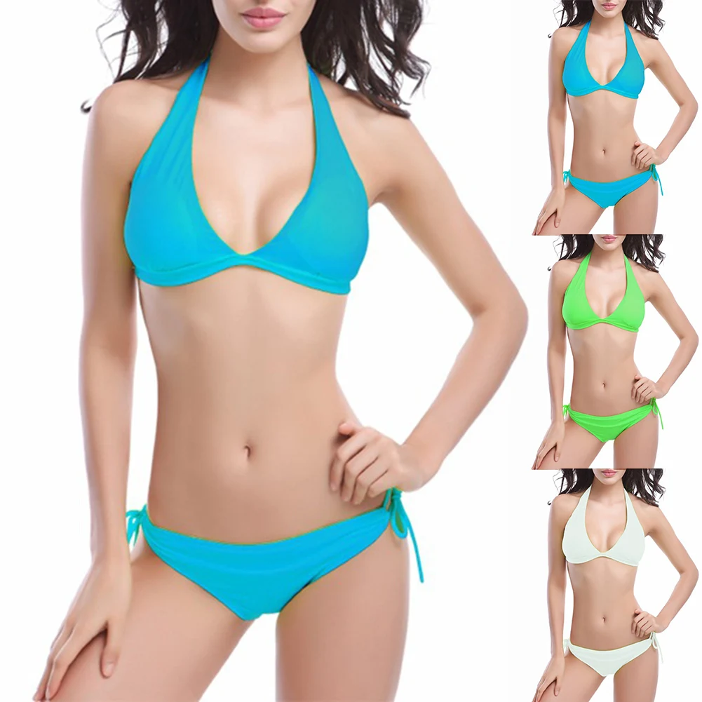Classical Beachwear Bright Color Swimsuit Polyester Spandex Fabric Swimwear For Women Average Size Fit Beach Holiday Outfit