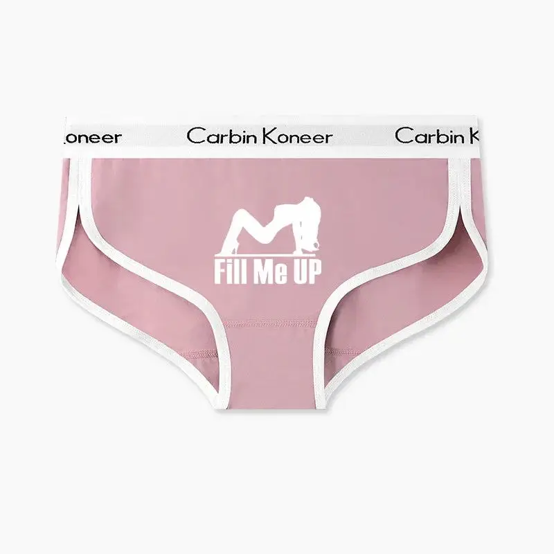 Fill Me Up New Brand Funny Print Briefs for Women Sexy Cotton Sports Underwear Lady Girl Panties Underpant for Female