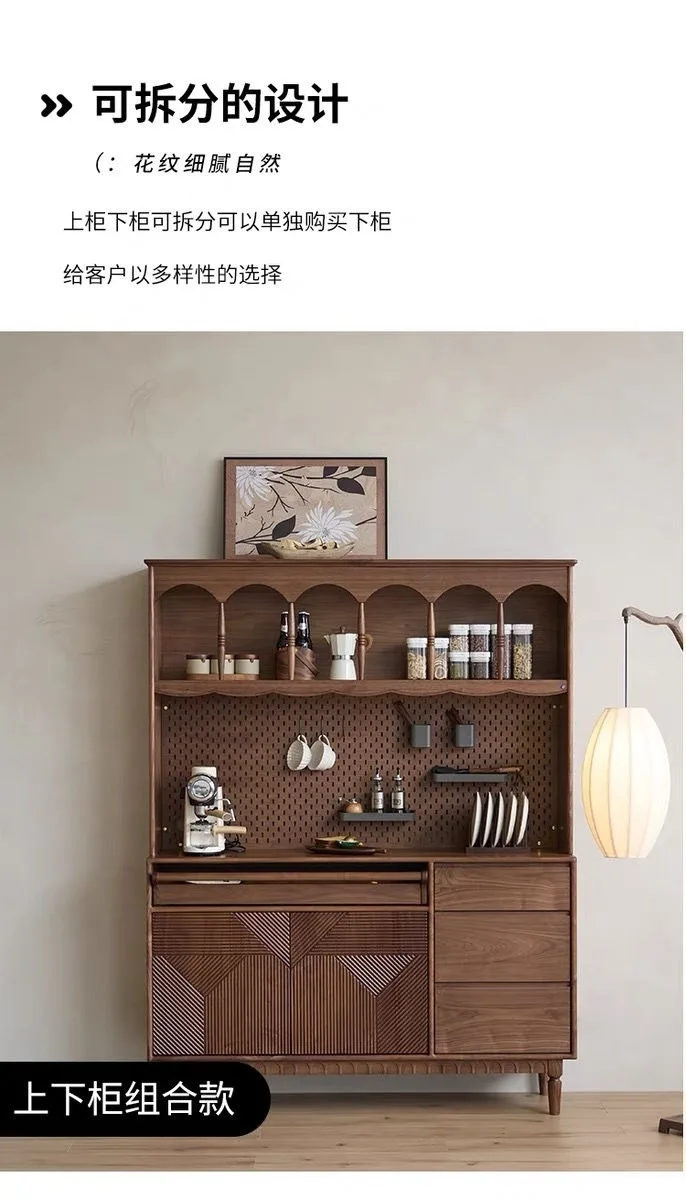 Solid wood dining side living room locker integrated against the wall wine cabinet