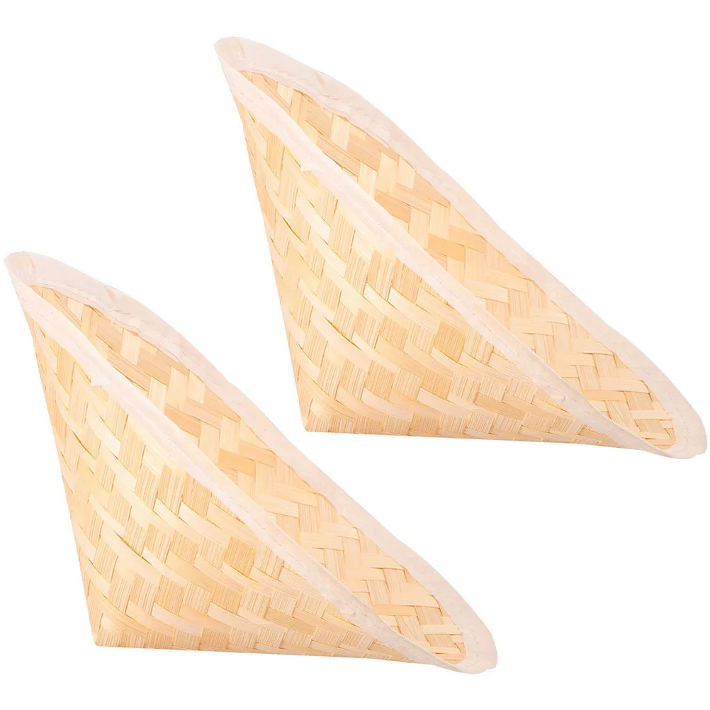 

2 Pcs Bamboo Hat Straw Hanging Decor Kids Hats Bulk Chinese Style Toddler for Traditional Khaki Blank Painting Primary School