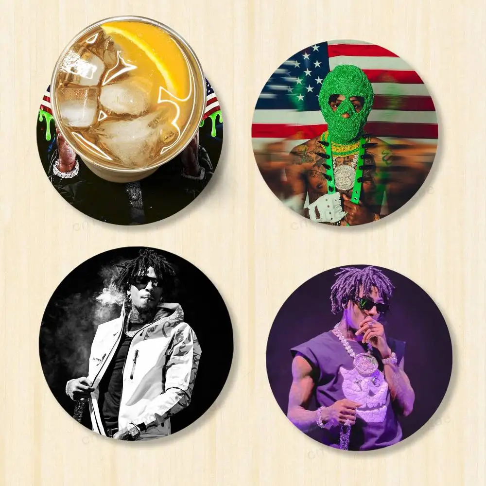 Rapper Y-YoungBoy Singer Round Wooden Coasters Suitable for Drinks Tea,Coffee for anti-slip decoration in bars and cafes