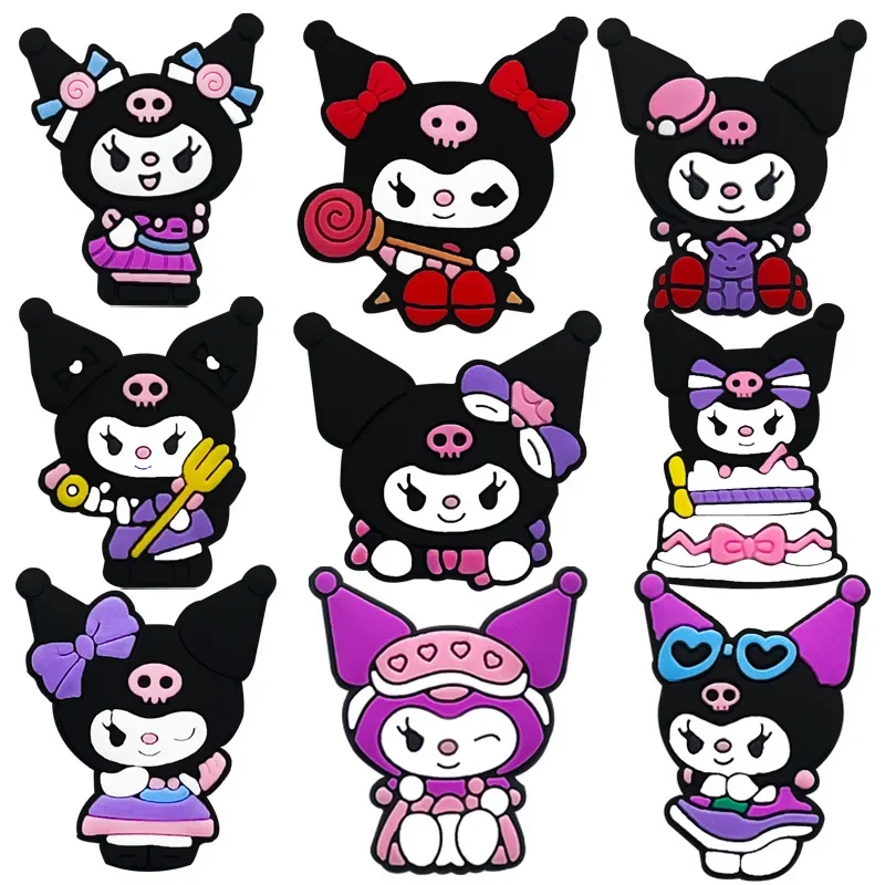 9Pcs/set New Sanrio Kuromi LED Accessories Shoe Charms Buckle Set Cartoon Cinnamoroll Melody Pochacco Kawaii DIY Charm Gift