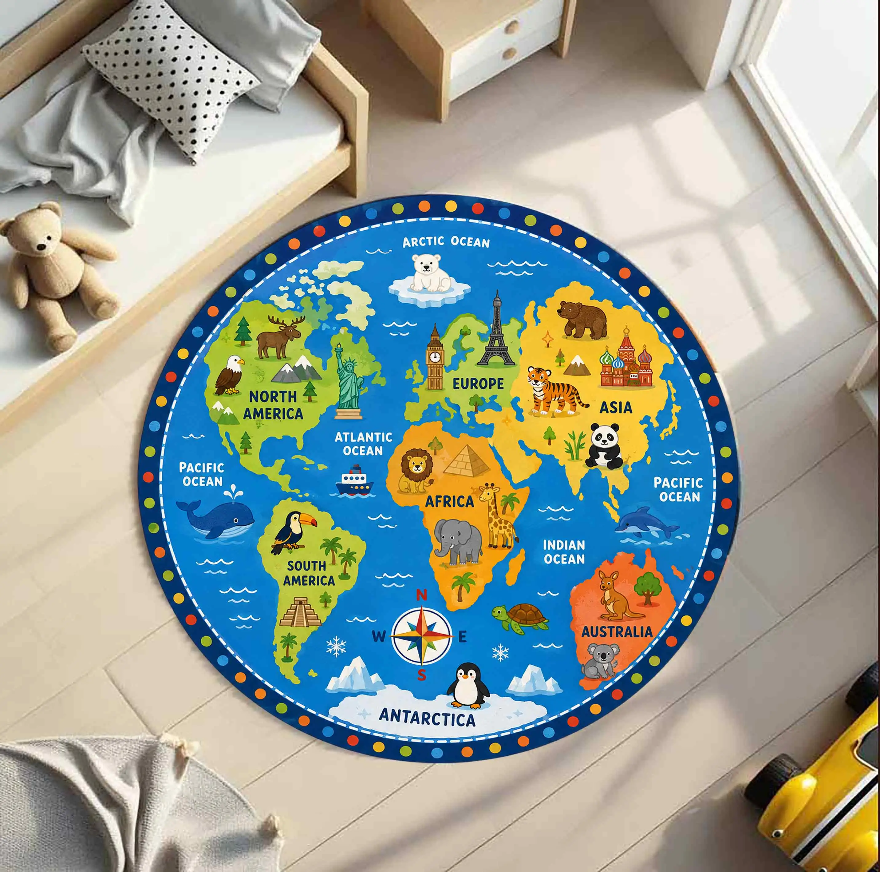 Space Solar System Planet Galaxy print Circle Rug,living room,study,entryway indoor decor Washable Rug souvenir