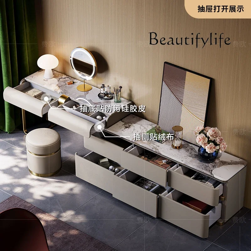 BJ Light Luxury Dresser High-end Custom Marble Villa Solid Wood Bedside Bucket Cabinet Desk TV Cabinet
