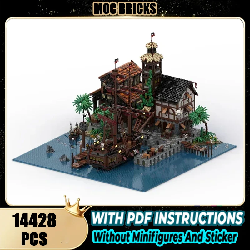 

City Street View Moc Building Blocks Military Pirate Warship City Technical Bricks DIY Assembly Construction Toys Holiday Gifts