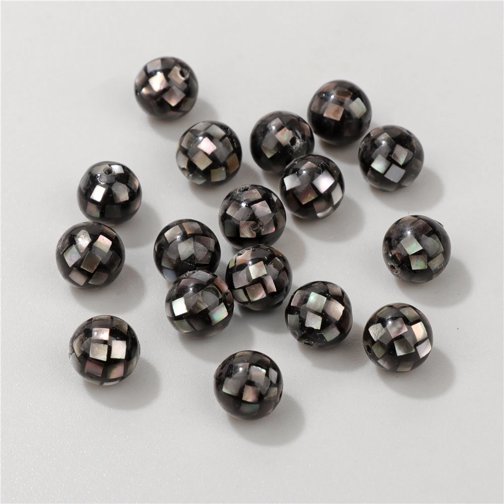Faceted Natural Shell Beads 8mm Round Mosaic Ball Shell Mother Of  Pearl Shell Beads For Jewelry Making DIY Necklace Bracelet