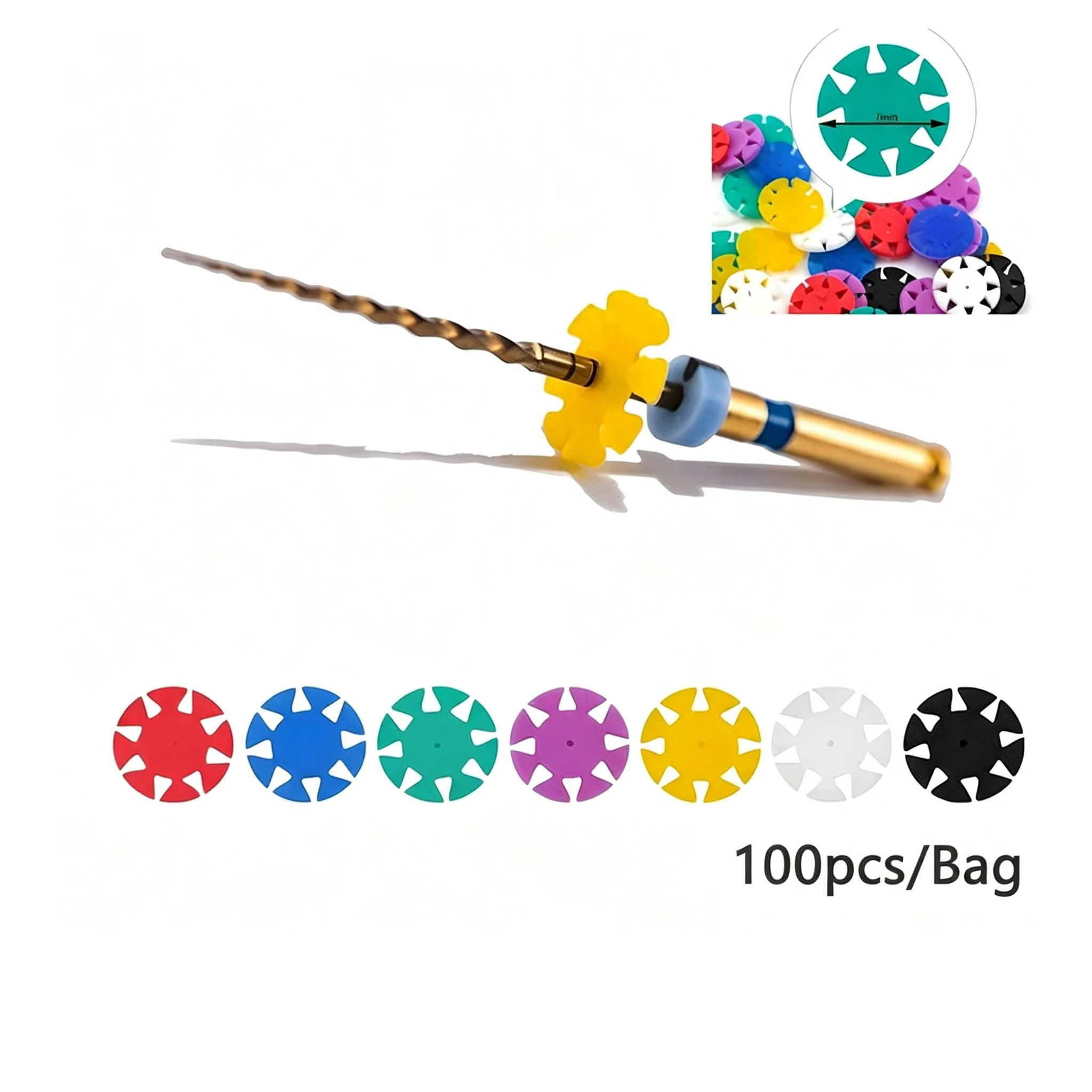 100pcs Dental Endo Root Canal Files Disinfection Marking Circle Rings Silicone Counting Stopper Endo Files Counters