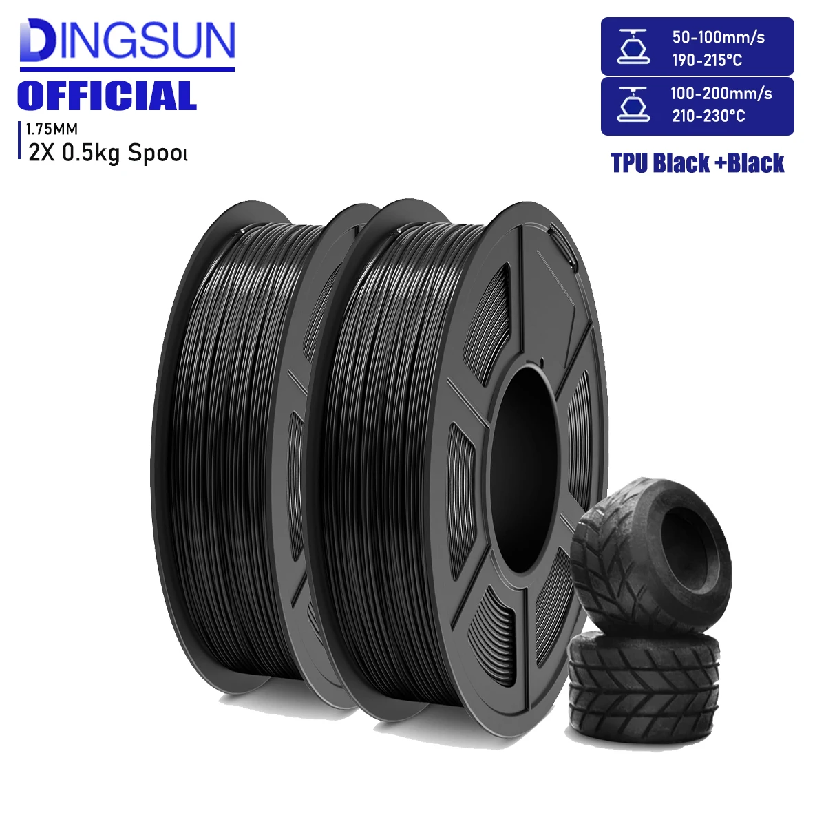 

TPU Filament 0.5KG 1.75mm 95A for 3D Printer | High Elasticity + Heat Resistant | Fast Shipping | Multicolor Options