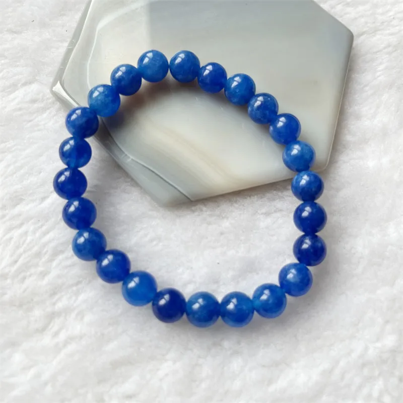 8MM Natural Stone Sapphire Bead Bracelet for Wealth Abundance Confidence Boost Positive Energy Flow Protective Empowerment
