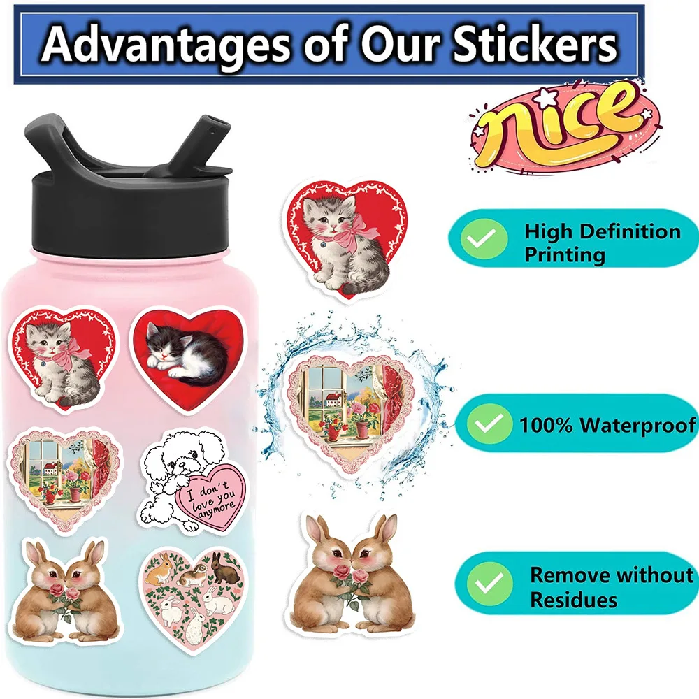 50PCS Vintage Animals Clipart Sticker Aesthetic Skateboards DIY Harajuku Laptop Luggage Waterproof Wall Room Bar Decor Stickers image 4